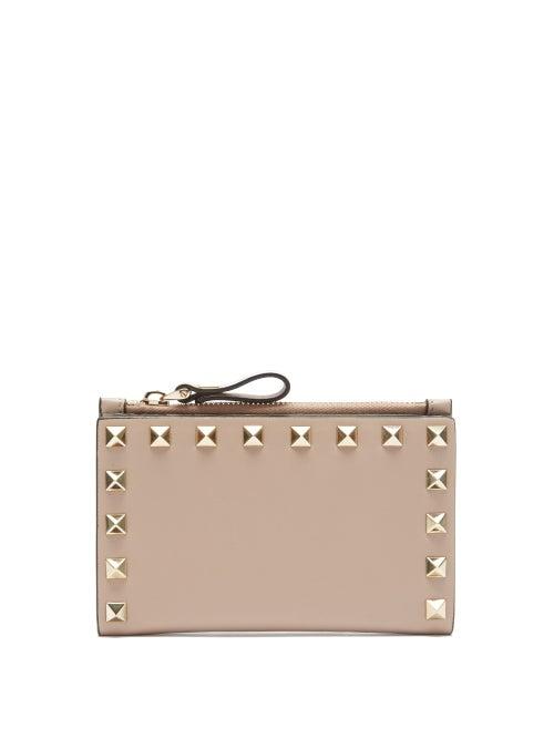Matchesfashion.com Valentino Garavani - Rockstud Bi-fold Leather Wallet - Womens - Nude