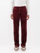 Tom Ford - Raised-seam Velvet Track Pants - Mens - Dark Red