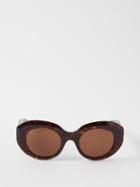 Balenciaga Eyewear - Rive Gauche Round Acetate Sunglasses - Womens - Brown Multi