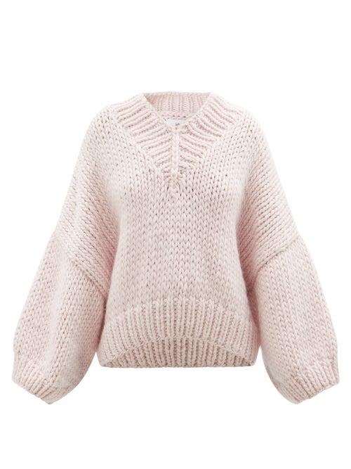 Mr Mittens - Balloon-sleeve Wool Sweater - Womens - Light Pink