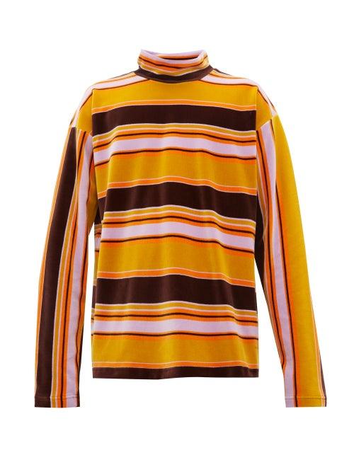 Matchesfashion.com Marni - High Neck Striped Cotton Velour Top - Mens - Multi