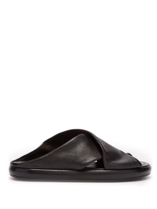 Matchesfashion.com Marsll - Ciambella Leather Cross Strap Slides - Mens - Black
