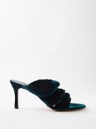 Le Monde Beryl - Knotted-strap Velvet Mules - Womens - Turquoise