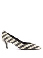 Matchesfashion.com Saint Laurent - Charlotte Striped Elaphe Pumps - Womens - Black Stripe