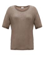 Matchesfashion.com Saint Laurent - Round-neck Cotton-jersey T-shirt - Womens - Khaki