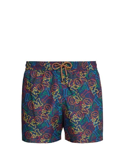 Matchesfashion.com Missoni Mare - Logo Print Swim Shorts - Mens - Navy Multi