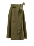 Matchesfashion.com Lisa Marie Fernandez - Diana Belted Linen Midi Skirt - Womens - Khaki