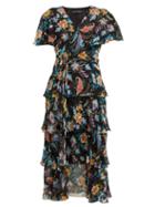 Matchesfashion.com Etro - Cumbria Floral Print Silk Chiffon Midi Dress - Womens - Black Multi