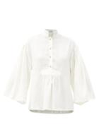 Matchesfashion.com Etro - Patmos Stand-collar Embroidered Silk Blouse - Womens - White
