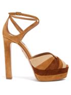 Matchesfashion.com Aquazzura - La Di Da Tri-tone Suede Platform Sandals - Womens - Tan Multi