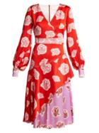 Matchesfashion.com Peter Pilotto - Floral Print Silk Dress - Womens - Red