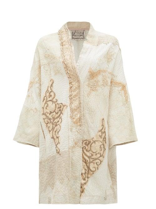 Matchesfashion.com By Walid - Jasemine Victorian Beaded-silk Coat - Womens - Ivory Multi