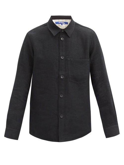 Matchesfashion.com Junya Watanabe - Leather-patch Wool-blend Twill Shirt - Mens - Black