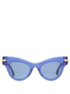 Matchesfashion.com Bottega Veneta - Cat Eye Acetate Sunglasses - Womens - Blue