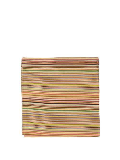 Matchesfashion.com Paul Smith - Signature-stripe Silk-twill Pocket Square - Mens - Multi