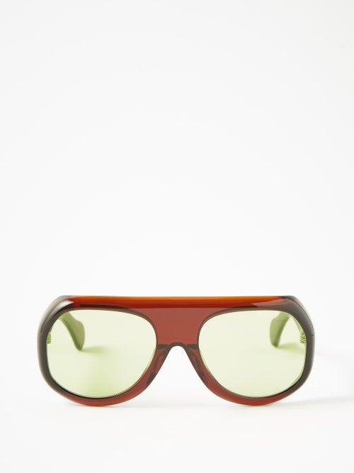 Port Tanger Eyewear - Kuky Aviator Acetate Sunglasses - Mens - Dark Brown