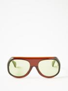 Port Tanger Eyewear - Kuky Aviator Acetate Sunglasses - Mens - Dark Brown