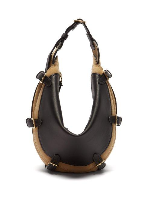 Matchesfashion.com Altuzarra - Play Small Buckled Leather And Suede Bag - Womens - Black Beige