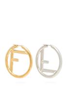 Matchesfashion.com Fendi - Mismatches Ff Hoop Earrings - Womens - Gold