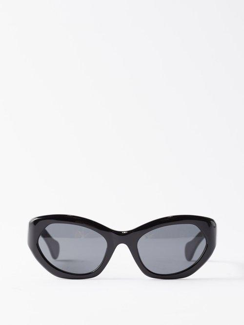 Port Tanger - X Imaan Hamman Umm Cat-eye Acetate Sunglasses - Womens - Black