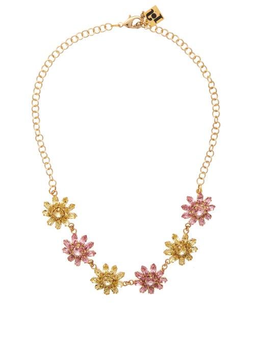 Matchesfashion.com Rosantica - Utopia Floral Crystal-embellished Necklace - Womens - Pink Multi