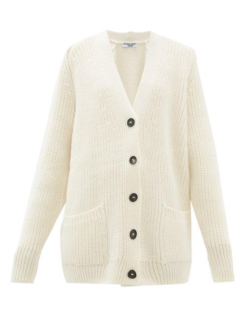 Matchesfashion.com Katharine Hamnett London - Bennie Oversized Wool Blend Cardigan - Womens - White