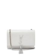 Matchesfashion.com Saint Laurent - Kate Small Crocodile Effect Leather Cross Body Bag - Womens - White
