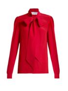 Matchesfashion.com Racil - Doris Pussy Bow Crepe Blouse - Womens - Red