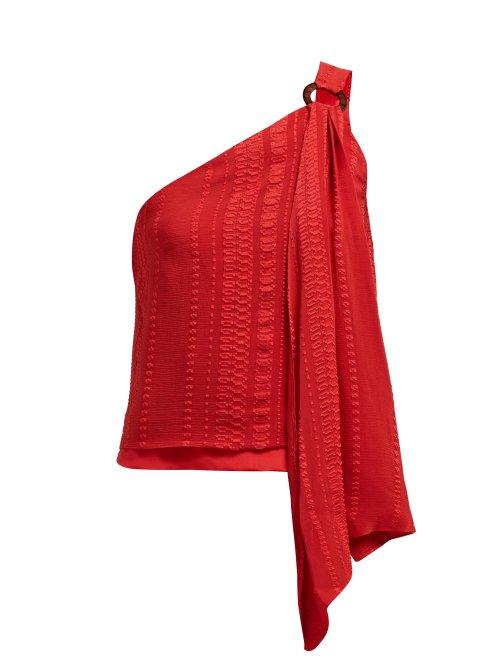 Matchesfashion.com Zeus + Dione - Rhea Asymmetric Silk Blend Top - Womens - Red