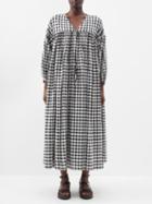 Anaak - Kaila Poet Embroidered Cotton-voile Midi Dress - Womens - Black White
