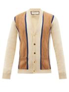 Gucci - Gg-rhombus Eyeletted Cotton Cardigan - Mens - Brown Multi