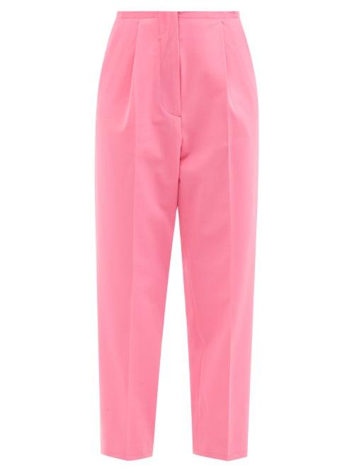 Mm6 Maison Margiela - Raw-edge Single-pleat Tailored Trousers - Womens - Pink