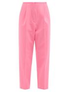 Mm6 Maison Margiela - Raw-edge Single-pleat Tailored Trousers - Womens - Pink
