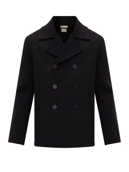 Matchesfashion.com Bottega Veneta - Double-breasted Wool Peacoat - Mens - Black