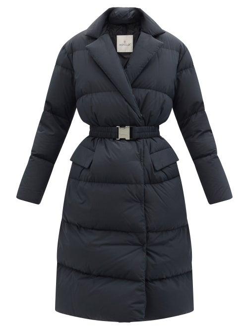 Moncler - Lampsane Belted Quilted Down Coat - Womens - Black