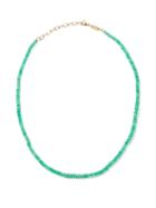 Matchesfashion.com Azlee - Emerald & 18kt Gold Beaded Necklace - Womens - Green