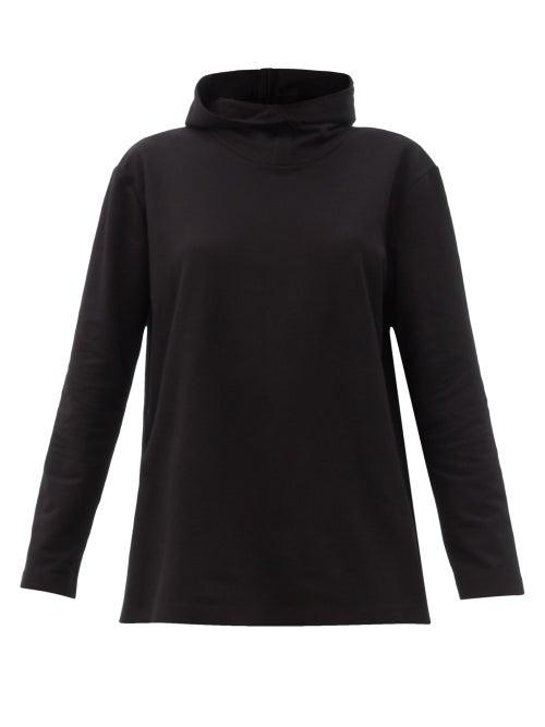 Matchesfashion.com Norma Kamali - Boyfriend Hooded Cotton-blend Jersey Top - Womens - Black