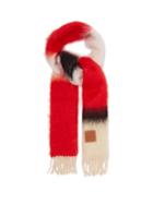 Matchesfashion.com Loewe - Striped Mohair And Wool Blend Scarf - Womens - Red