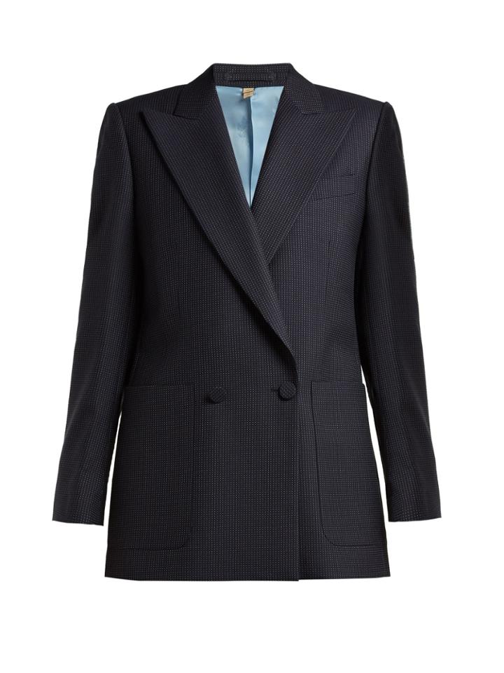 Burberry Pin-dot Double-breasted Wool Jacket