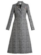 Matchesfashion.com Erdem - Dominique Crystal Embellished Checked Coat - Womens - Grey
