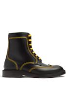 Burberry Topstitch Lace-up Leather Ankle Boots