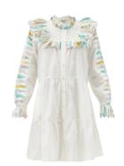 Matchesfashion.com Sea - Linden Patchwork-ruffles Cotton-poplin Dress - Womens - White Multi