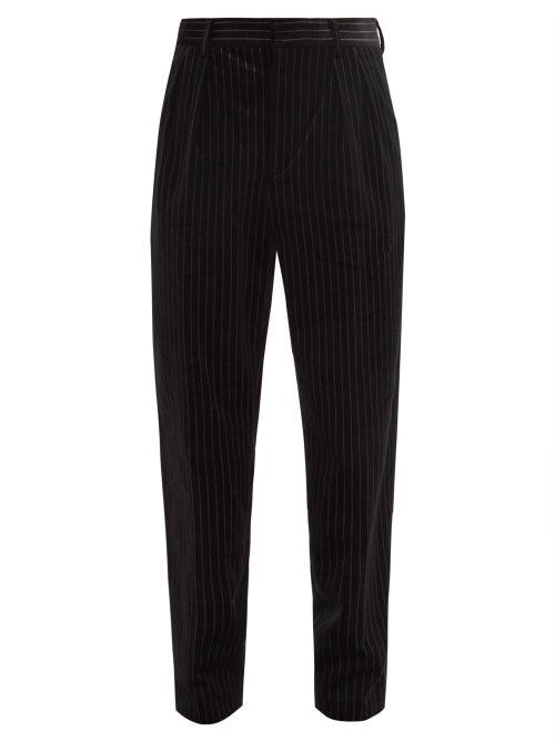 Saint Laurent - Pinstriped Cotton-velvet Suit Trousers - Mens - Black