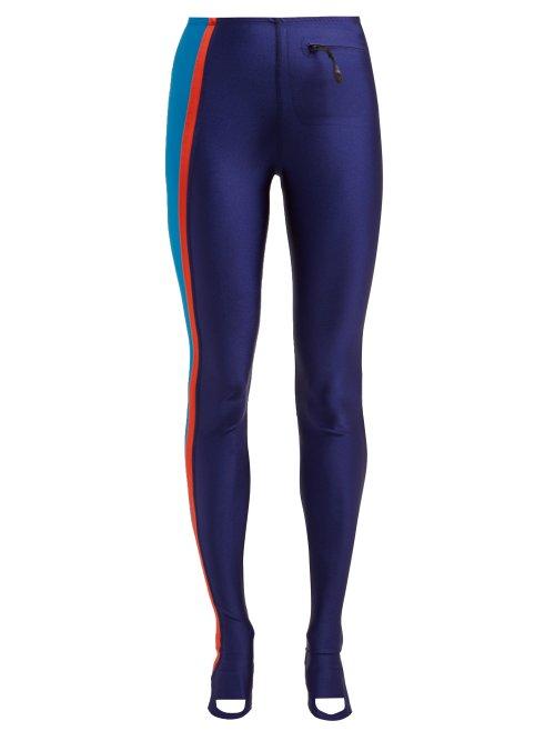 Matchesfashion.com Paco Rabanne - Striped Stirrup Stretch Leggings - Womens - Navy Multi