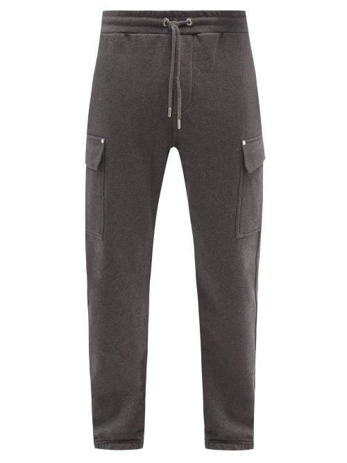 Frame - Flap-pocket Cotton-blend Jersey Track Pants - Mens - Dark Grey
