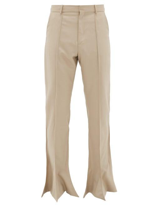 Matchesfashion.com Y/project - High-rise Flared-hem Wool Trousers - Mens - Beige