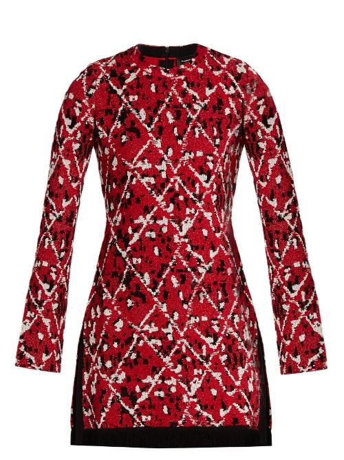 Proenza Schouler Diamond-jacquard Fringed-hem Dress
