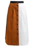 Matchesfashion.com Isa Arfen - Contrast Panel Cotton Blend Skirt - Womens - Brown Multi