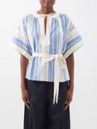 Vika 2.0 - Striped Organic Cotton-blend Top - Womens - Blue Stripe