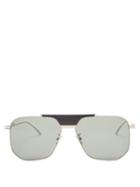 Matchesfashion.com Bottega Veneta - Angular Aviator Metal Sunglasses - Mens - Silver